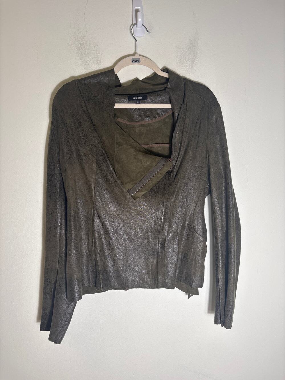 Wishlist Brown Long Sleeve Zip Faux Leather/Suede Jacket Sz L